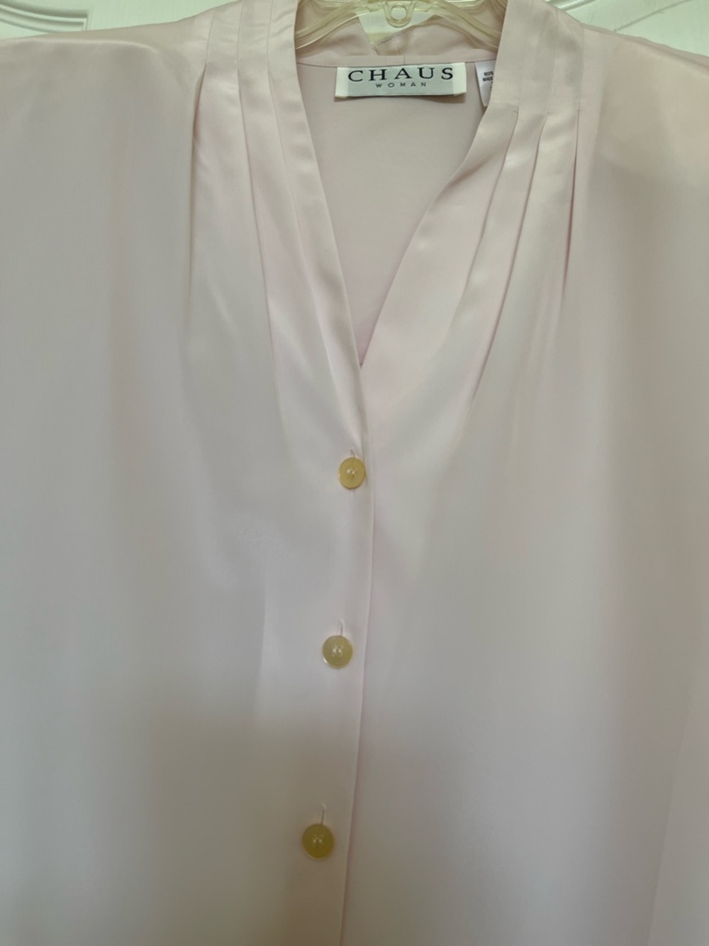Chaus Pale Pink Short Sleeve Button Front Blouse - Picture 4 of 6